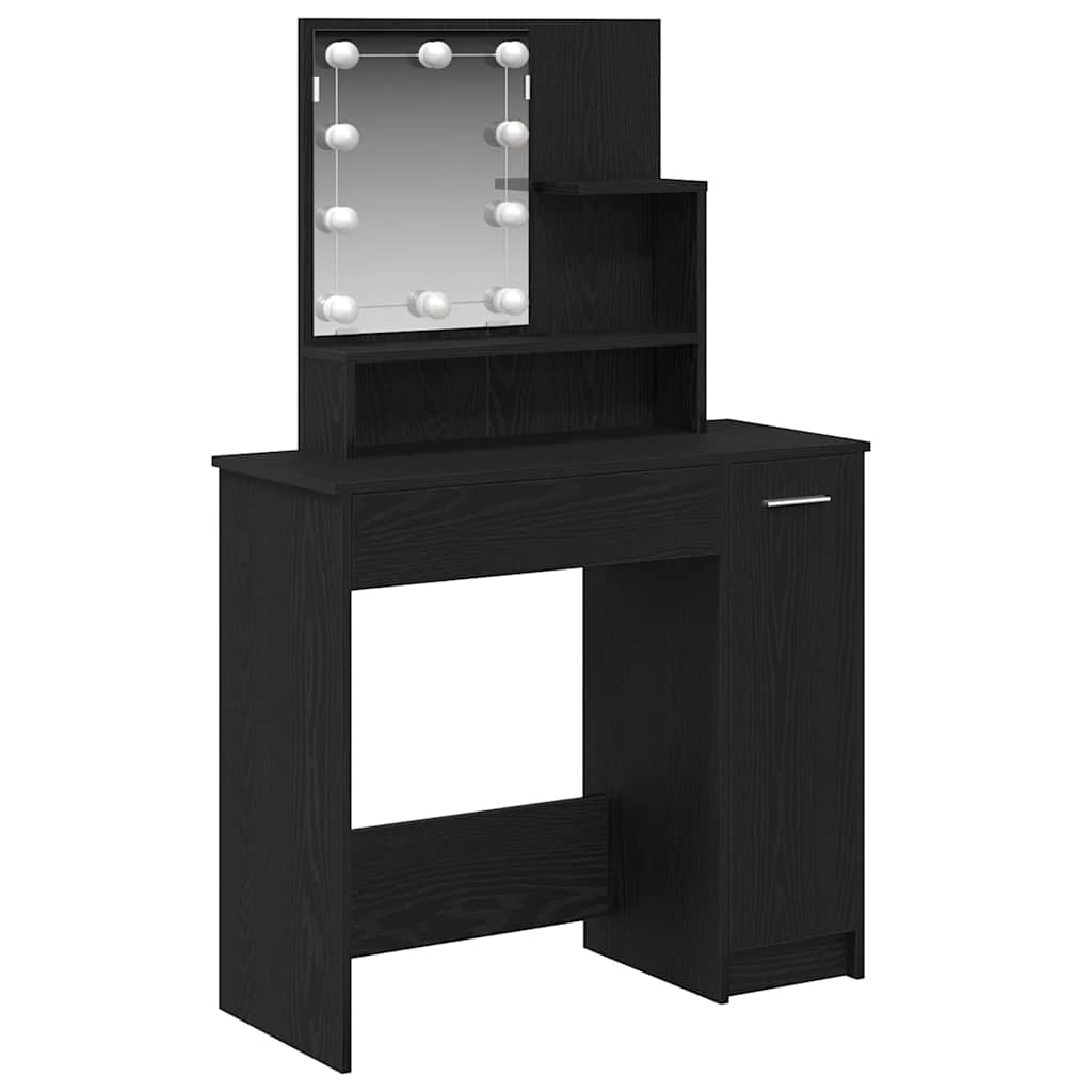 Tavolo da Trucco con cassetto Rovere Nero 86,5 x 35 x 136 cm