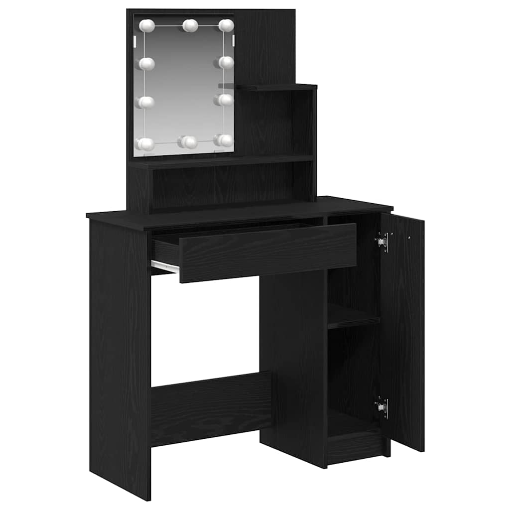 Tavolo da Trucco con cassetto Rovere Nero 86,5 x 35 x 136 cm