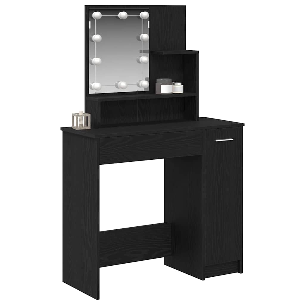 Tavolo da Trucco con cassetto Rovere Nero 86,5 x 35 x 136 cm