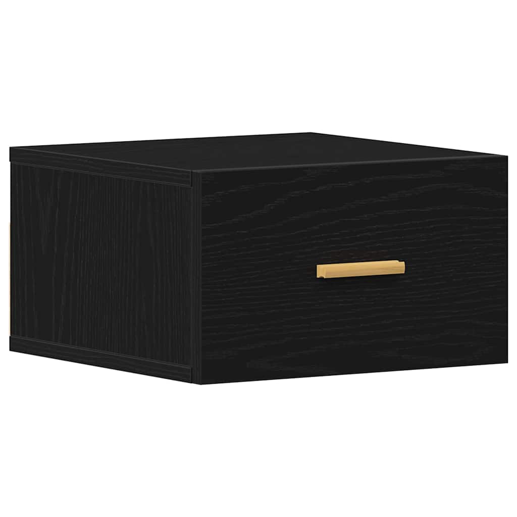 Mobiletto da comodino a parete Rovere Nero 35 x 35 x 20 cm