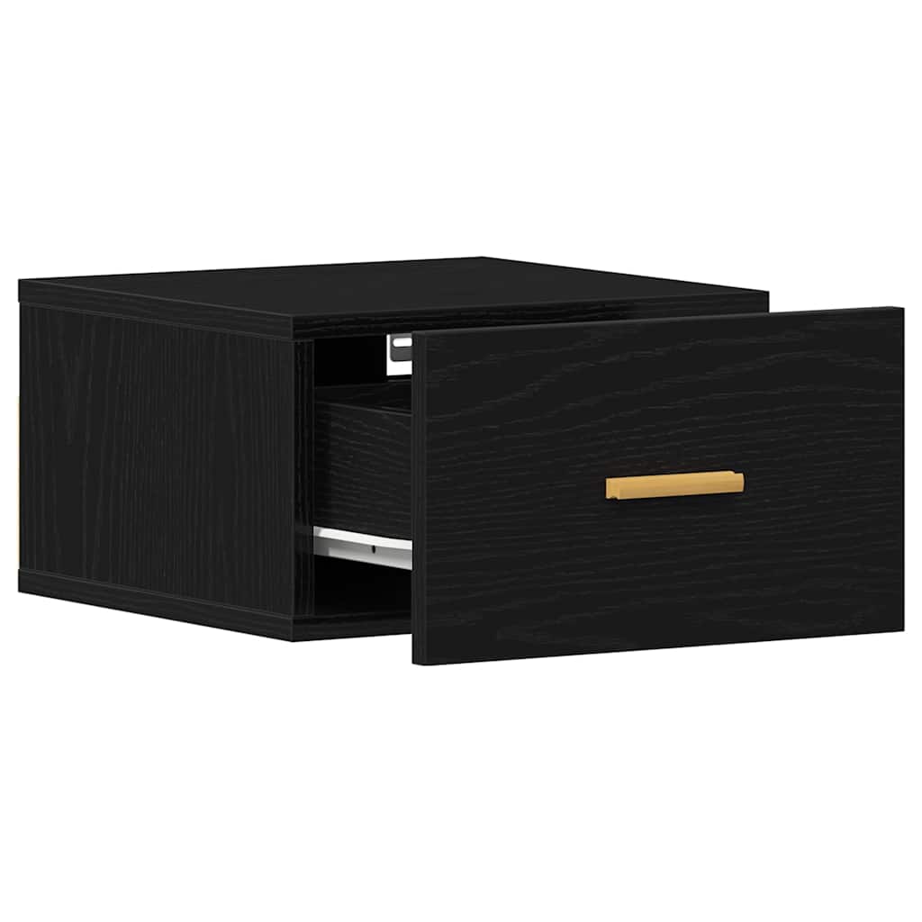 Mobiletto da comodino a parete Rovere Nero 35 x 35 x 20 cm