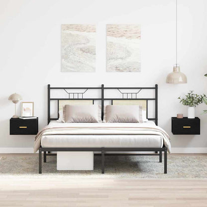 Mobiletto da comodino a parete con cassetto 2 pcs Rovere Nero