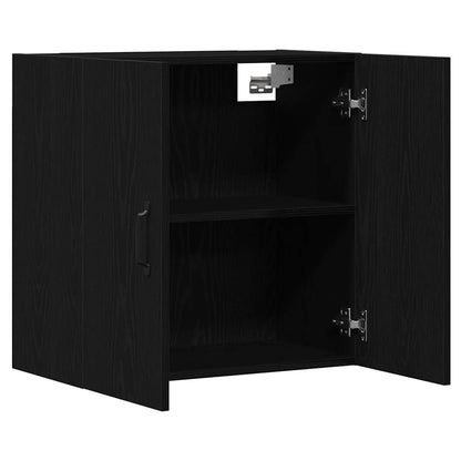 Mobiletto da Parete Rovere Nero 60x31x60 cm in Legno Massello