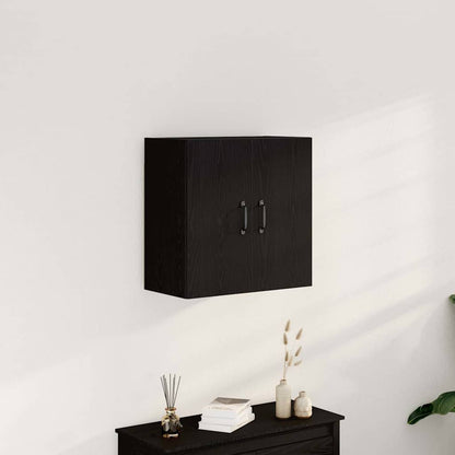 Mobiletto da Parete Rovere Nero 60x31x60 cm in Legno Massello