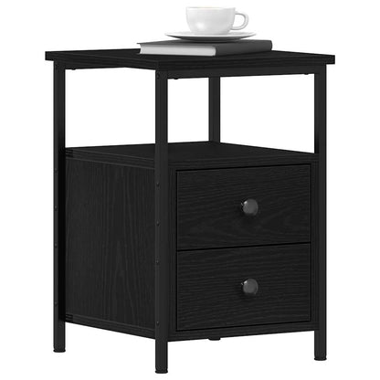 Comodino Rovere Nero 34x35,5x50 cm in Legno Multistrato