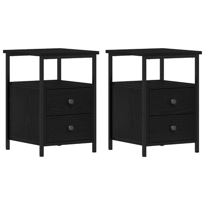 Comodini 2 pz Rovere Nero 34x35,5x50 cm Legno di Argilla