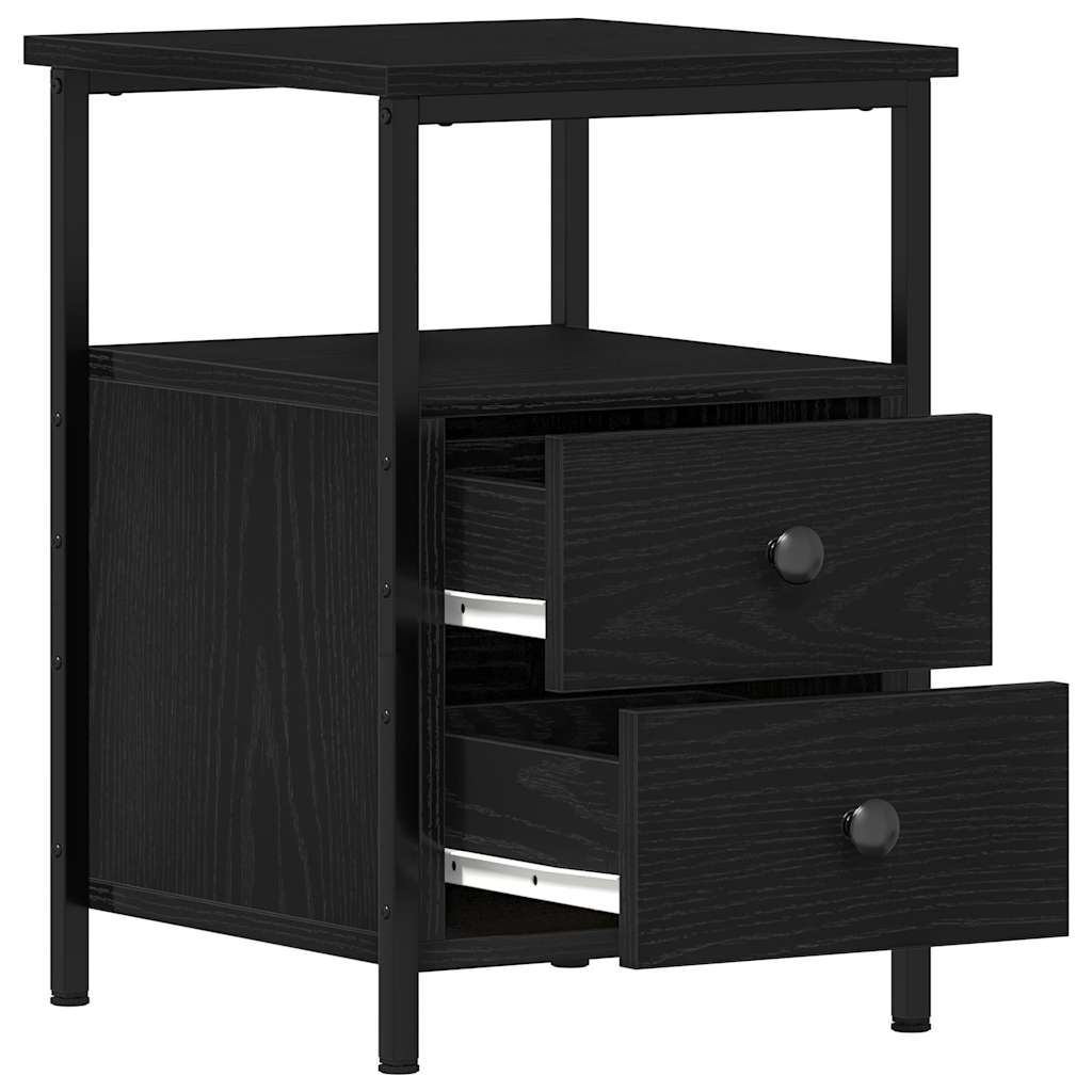 Comodini 2 pz Rovere Nero 34x35,5x50 cm Legno di Argilla