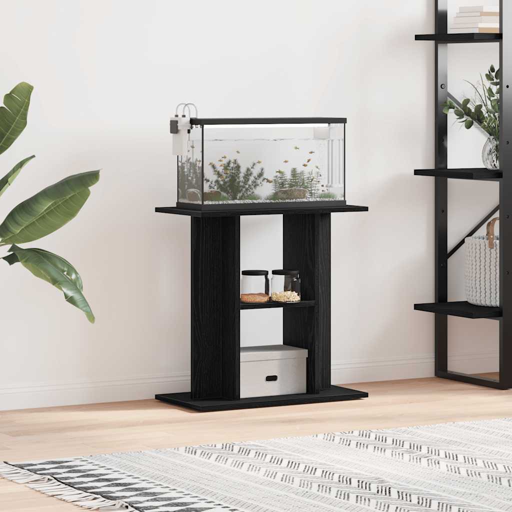Supporto Acquario 60x30x60 cm Legno Multistrato Rovere Nero