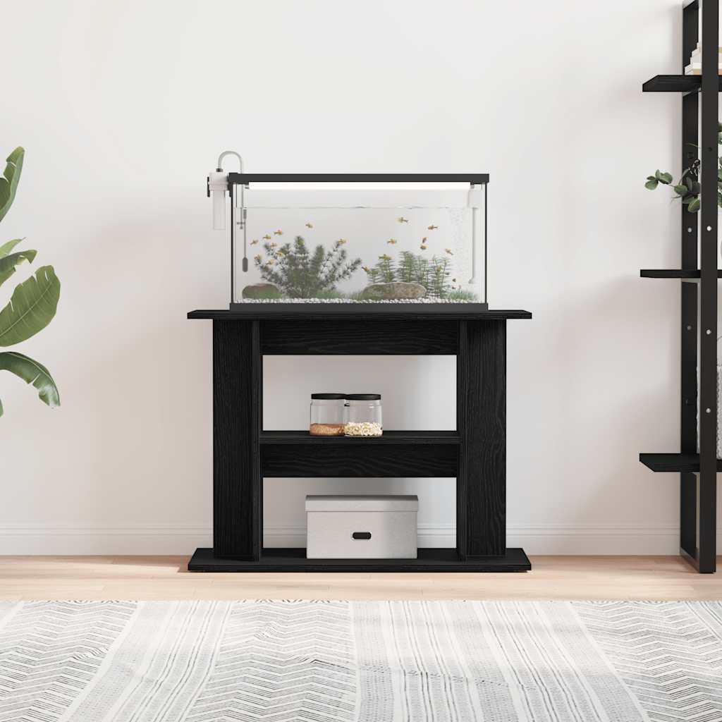 Supporto Acquario 80x35x60 cm Legno Multistrato Rovere Nero