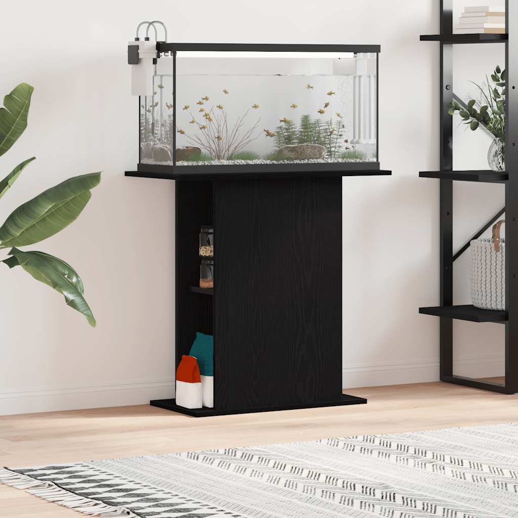 Supporto per acquario in rovere nero 75x36x72,5 cm in legno ingegnerizzato