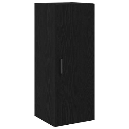Mobiletto da Parete Rovere Nero 34,5x34x90 cm in Legno Massello