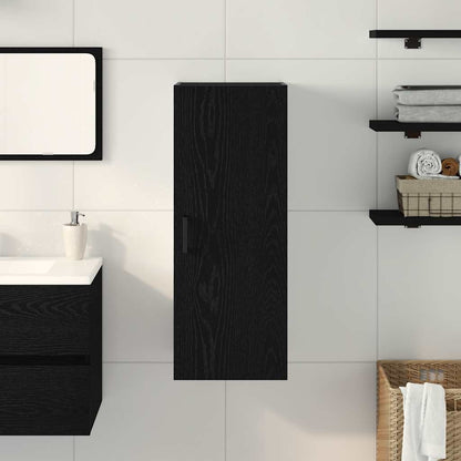Mobiletto da Parete Rovere Nero 34,5x34x90 cm in Legno Massello