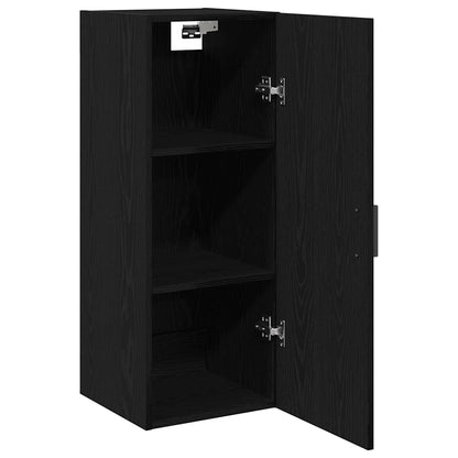 Mobiletto da Parete Rovere Nero 34,5x34x90 cm in Legno Massello