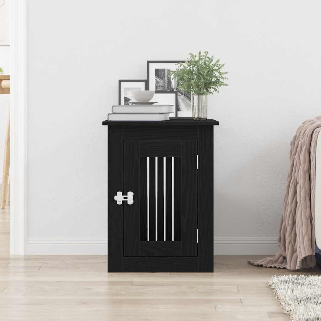 Trasportino per Cani Rovere Nero 45x62x59 cm in Legno Aggregato