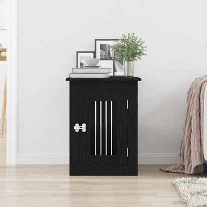 Trasportino per Cani Rovere Nero 45x62x59 cm in Legno Aggregato