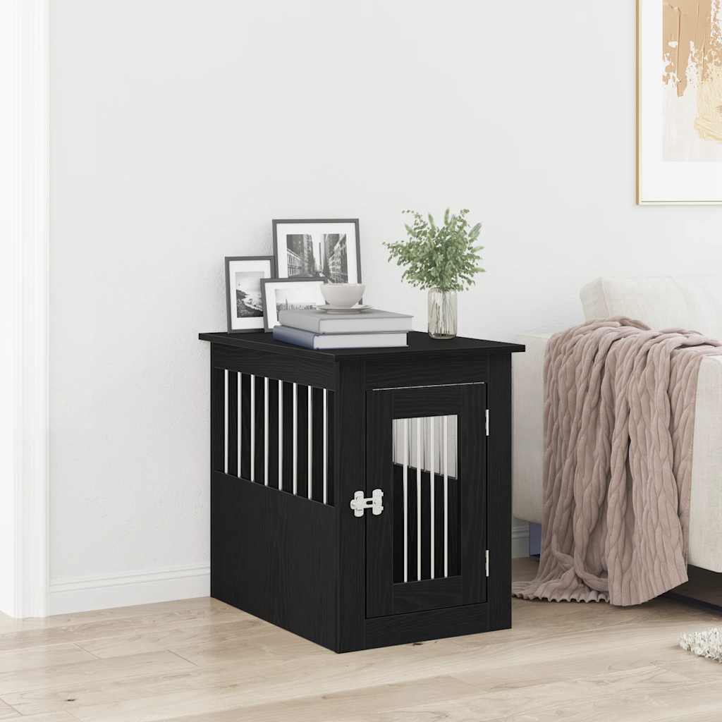 Trasportino per Cani Rovere Nero 45x62x59 cm in Legno Aggregato