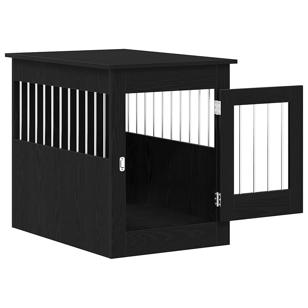 Mobile per cuccia per cani Rovere Nero 55x80x68 cm in legno ingegnerizzato