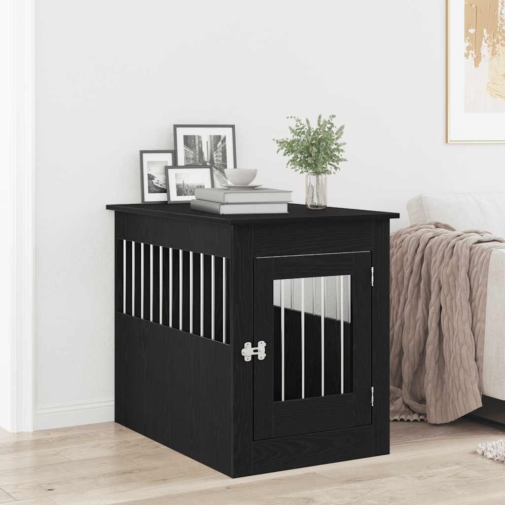 Mobile per cuccia per cani Rovere Nero 55x80x68 cm in legno ingegnerizzato
