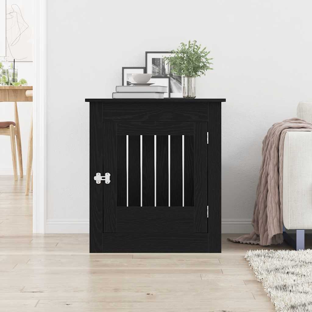 Mobile per cuccia per cani Rovere Nero 64,5x80x71 cm in legno ingegnerizzato