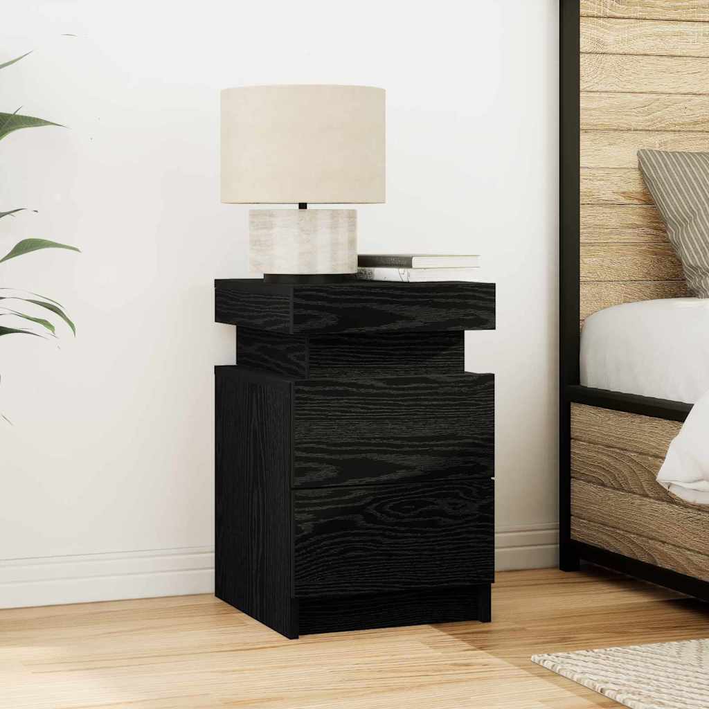 Armadio da Notte Rovere Nero 35 x 39 x 55 cm Legno multistrato