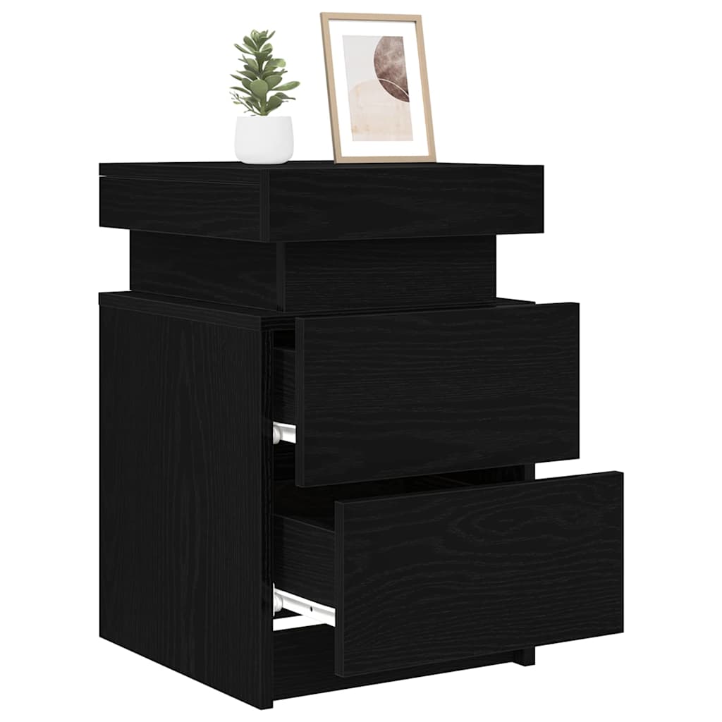 Armadio da Notte Rovere Nero 35 x 39 x 55 cm Legno multistrato