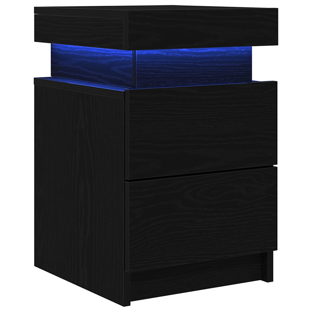 Armadio da Notte con cassetto 2 pcs Rovere Nero 35 x 39 x 55 cm