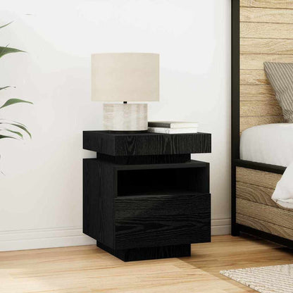 Armadio da Notte con cassetto Rovere Nero 40 x 39 x 48,5 cm