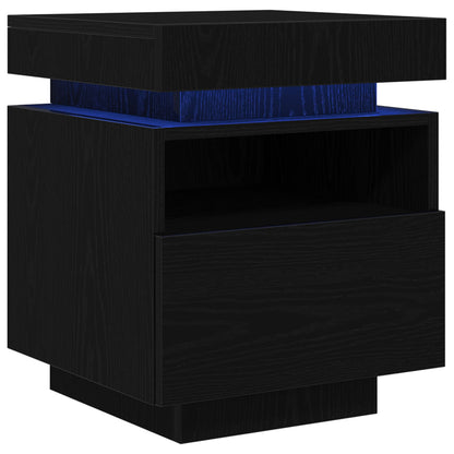 Armadio da Notte con cassetto Rovere Nero 40 x 39 x 48,5 cm