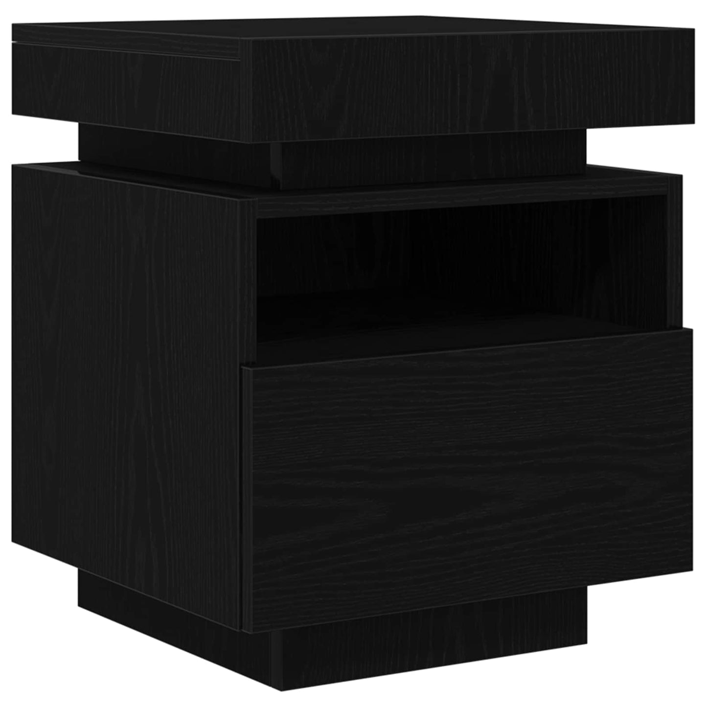 Armadio da Notte con cassetto Rovere Nero 40 x 39 x 48,5 cm