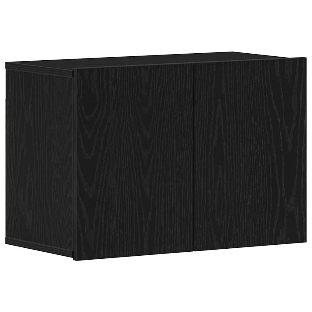 Mobile TV Rovere Nero 60x30x41 cm in Legno Massello