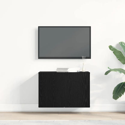 Mobile TV Rovere Nero 60x30x41 cm in Legno Massello