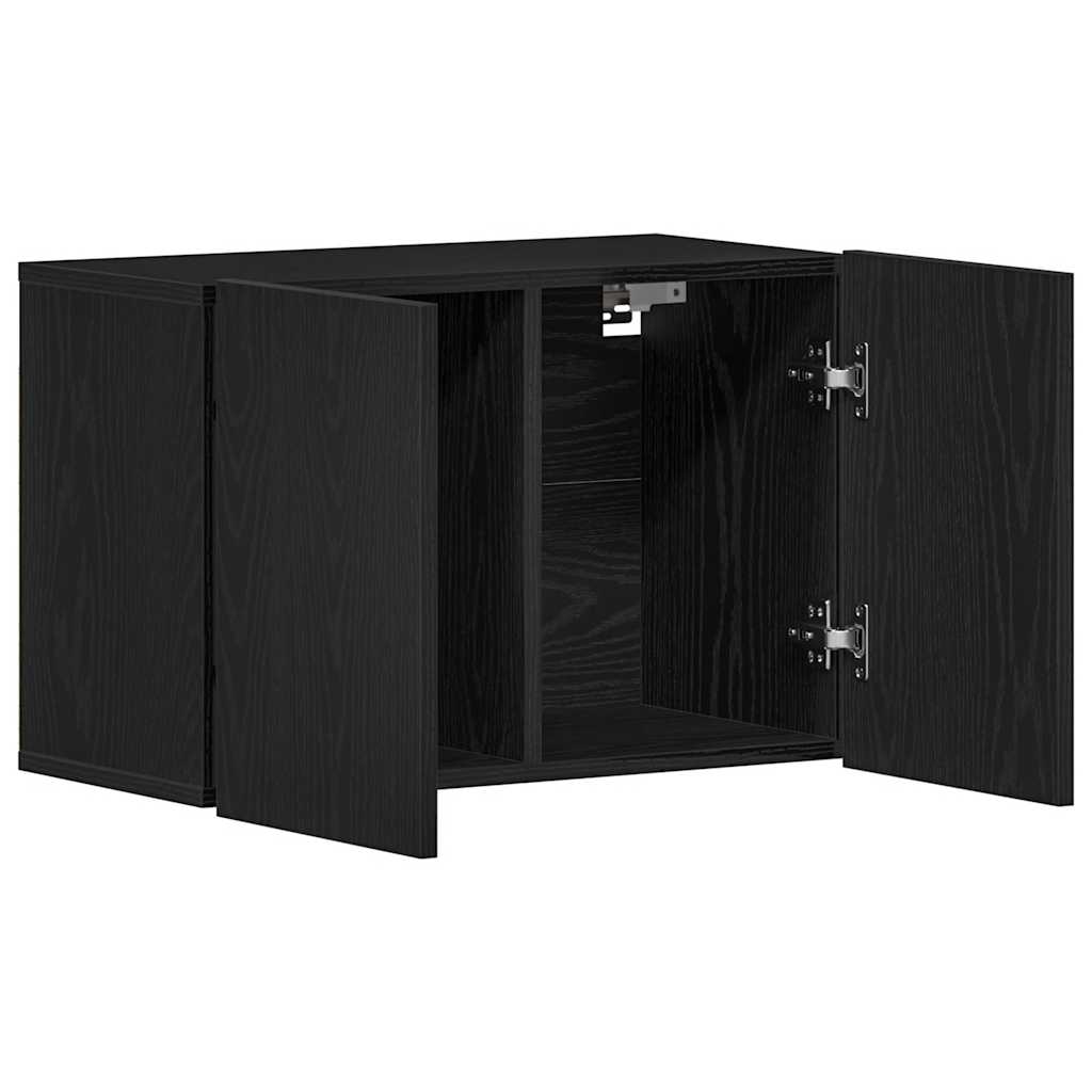 Mobile TV Rovere Nero 60x30x41 cm in Legno Massello