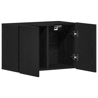 Mobile TV Rovere Nero 60x30x41 cm in Legno Massello