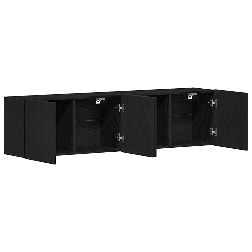Mobili Porta TV 2 pz Rovere Nero 160x30x41 cm Legno Assicellare
