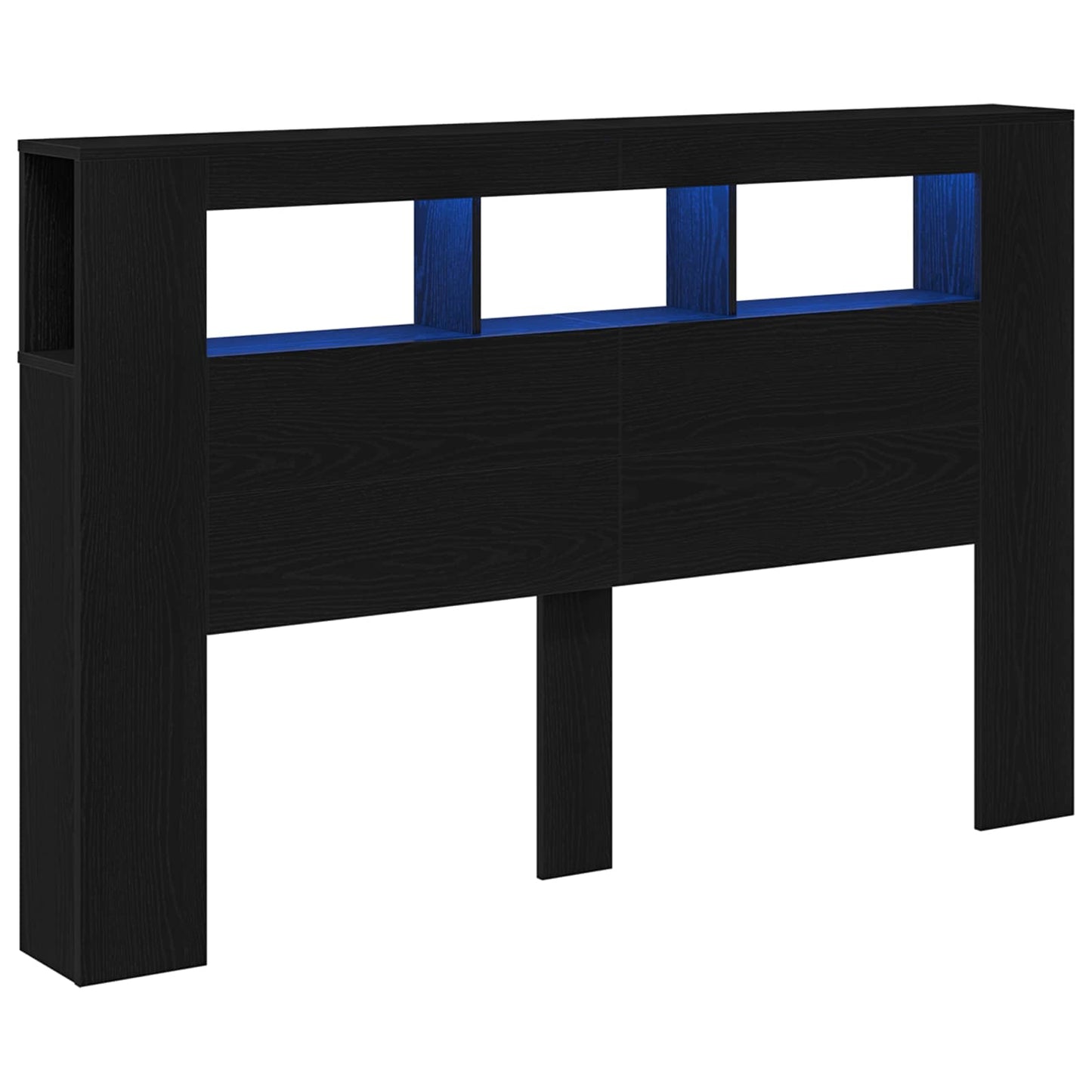 Testiera LED con lo scaffale Rovere nero 160 x 18.5 x 103.5 cm
