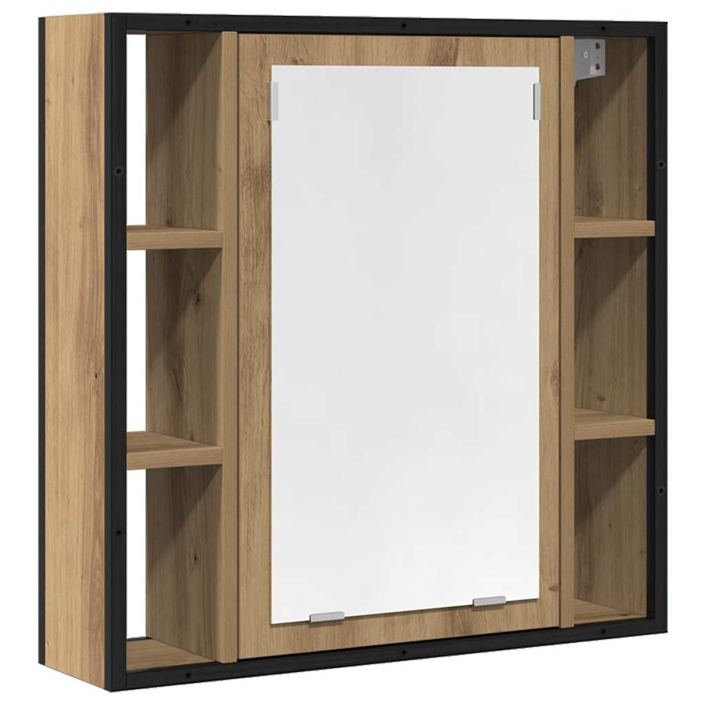 Mobile Bagno Specchio Rovere Artigianale 60x16x60 cm Truciolato