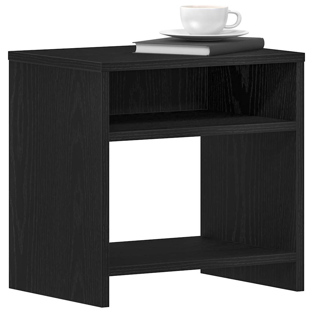 Comodino Rovere Nero 40x30x40 cm in Legno Multistrato