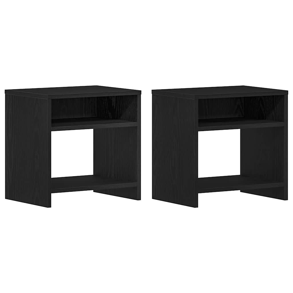 Comodini 2pz Rovere Nero 40x30x40 cm in Legno Multistrato