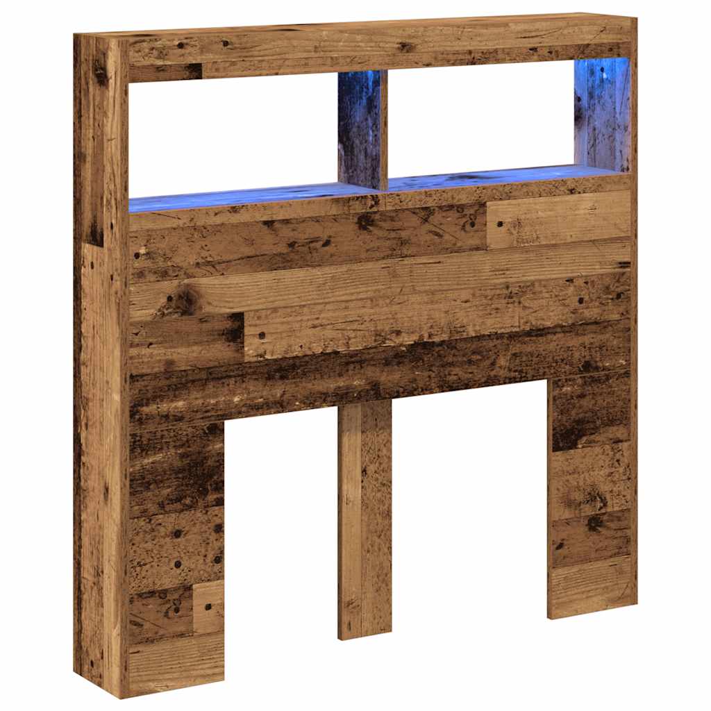 Testiera con Contenitore a LED Legno Antico 100x17x102 cm