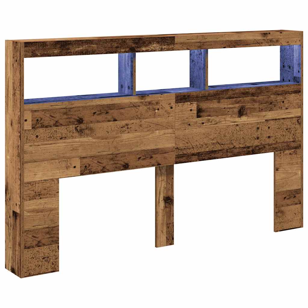 Testiera con Contenitore a LED Legno Antico 160x17x102 cm