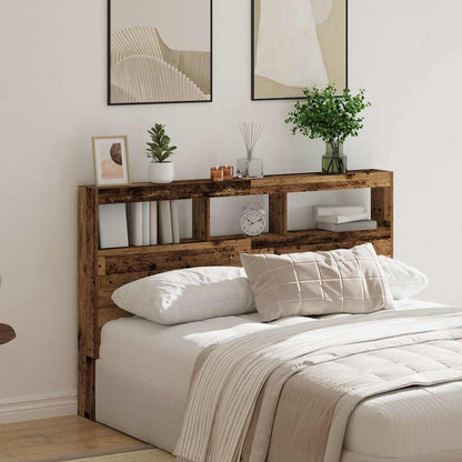 Testiera con Contenitore a LED Legno Antico 160x17x102 cm