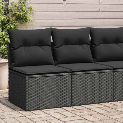 Set Divani da Giardino con Cuscini 2 pz Nero Polyrattan Acacia