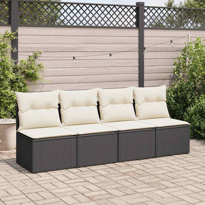 Set Divani da Giardino con Cuscini 2 pz Nero Polyrattan Acacia