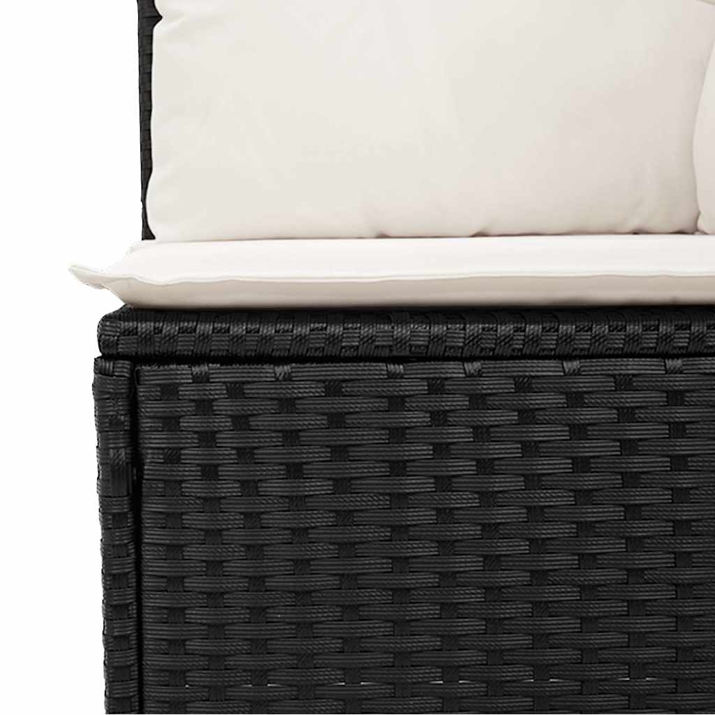 Set Divani da Giardino con Cuscini 2 pz Nero Polyrattan Acacia
