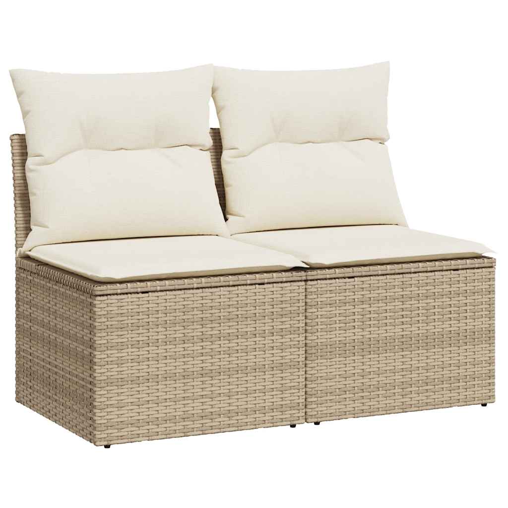 Set Divano da Giardino 2 pz con Cuscini Beige Polyrattan Acacia