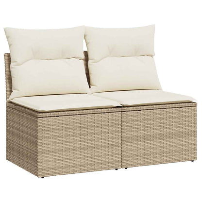 Set Divano da Giardino 2 pz con Cuscini Beige Polyrattan Acacia