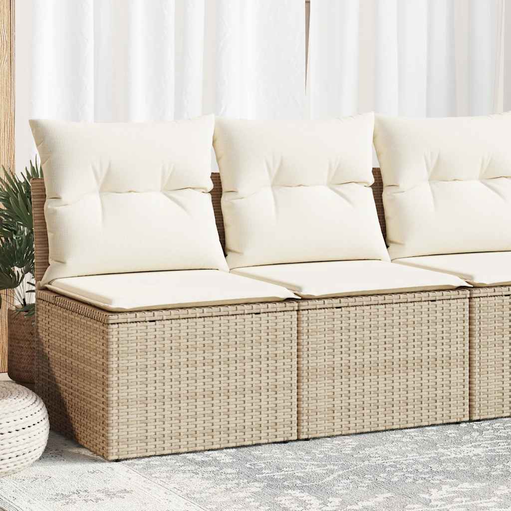 Set Divano da Giardino 2 pz con Cuscini Beige Polyrattan Acacia