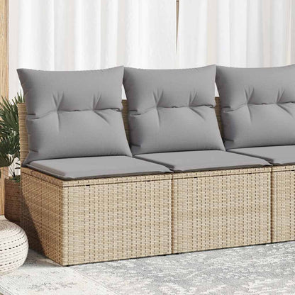Set Divano da Giardino 2 pz con Cuscini Beige Polyrattan Acacia