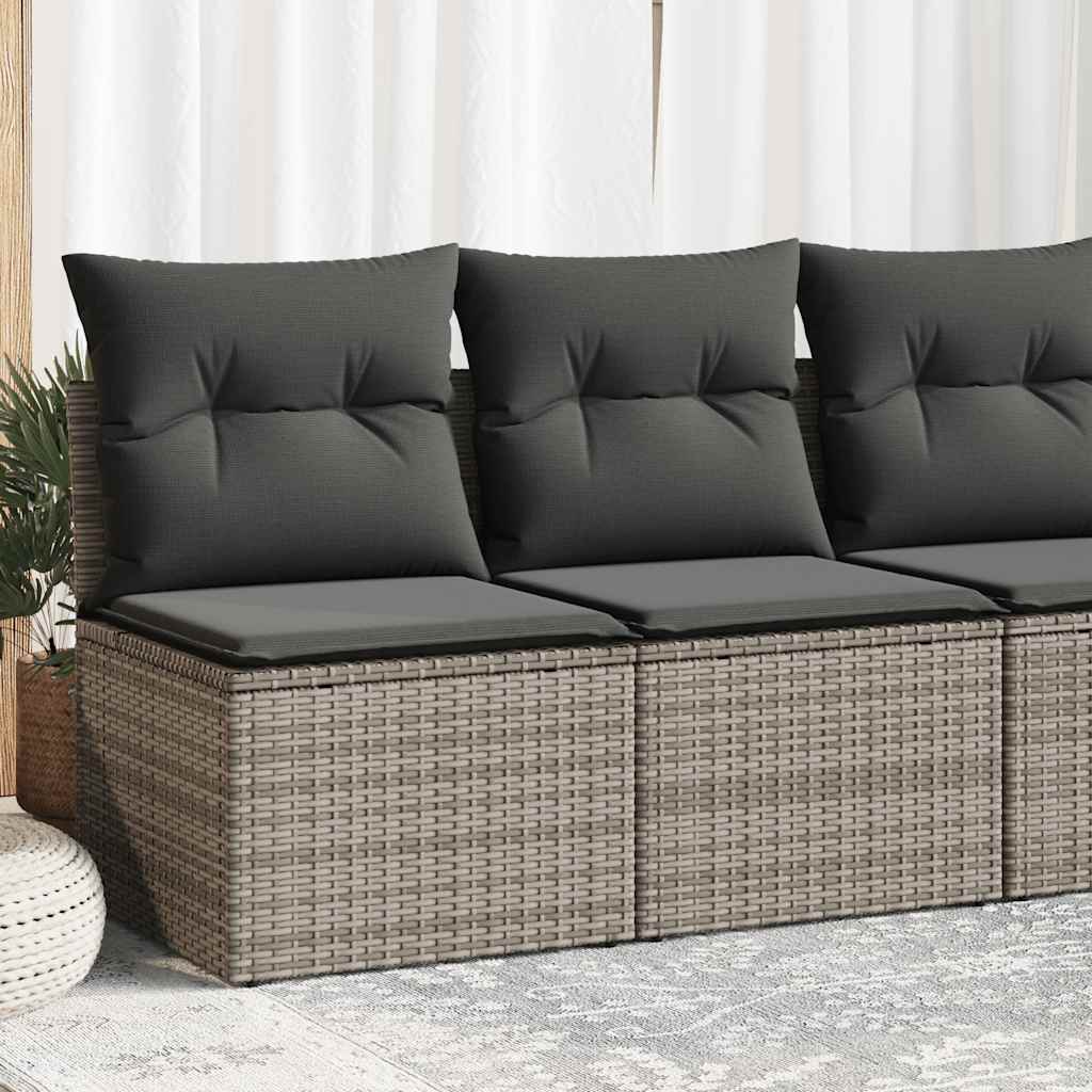 Set Divano Giardino 2 pz con Cuscini Grigio Polyrattan Acacia