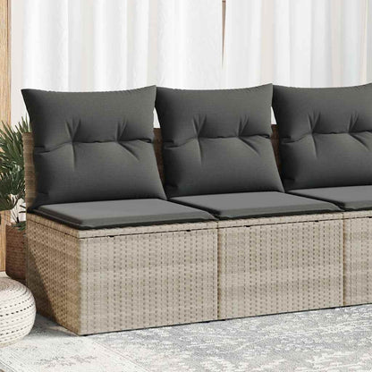 Divano Giardino 2pz con Cuscini Grigio Chiaro Polyrattan Acacia